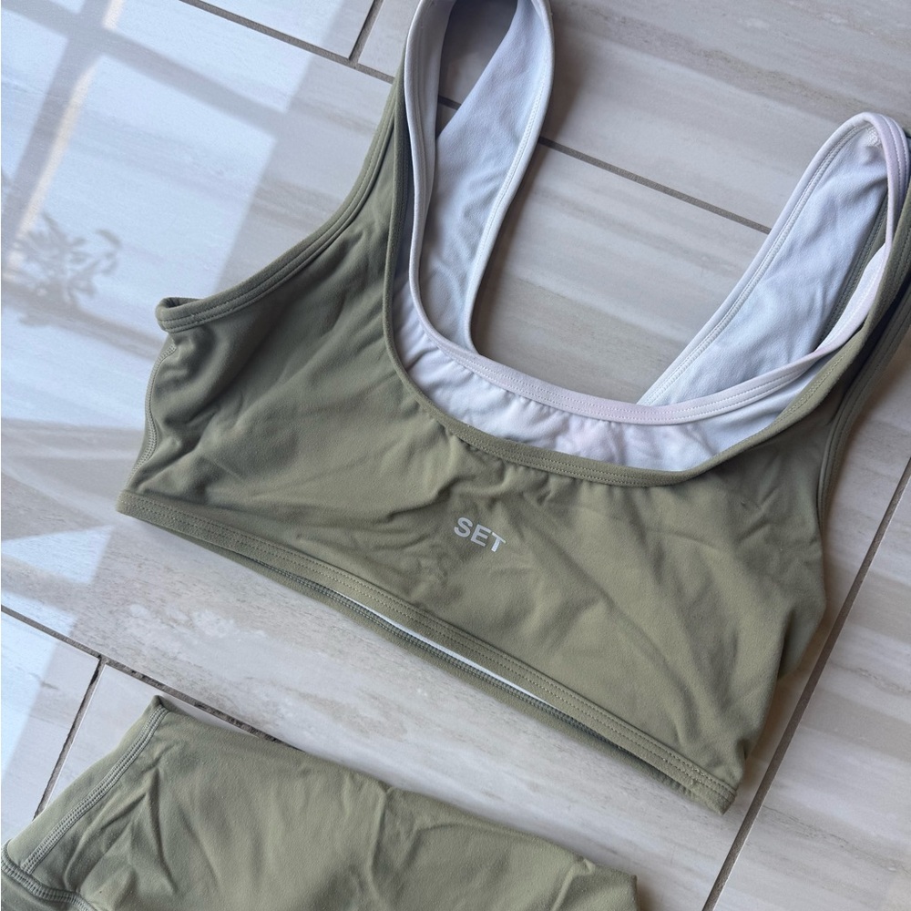 SET Active Women's Olive Sports Bra and leggings